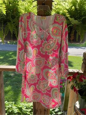 Viv&Lou Plus XXL Bright Pink Paisley DRESS with Tassel Tie 54x37
